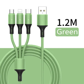 

New 3 In 1 Micro USB Type C Cable For IPhone Samsung Xiaomi Android Mobile Phone Cord Portable Multi Data Wire
