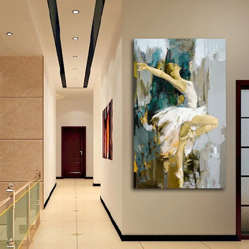 

Abstract Elegant Dancing Ballerina Oil Painting on Canvas Posters Prints Ballet Girl Cuadros Wall Art Pictures for Living Room