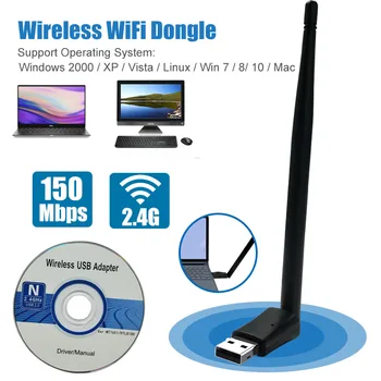 

150M wireless external 5db antenna ethernet 802.11n laptop usb 2.4g desktop wifi adapter antena dongle wi-fi card longo alcance