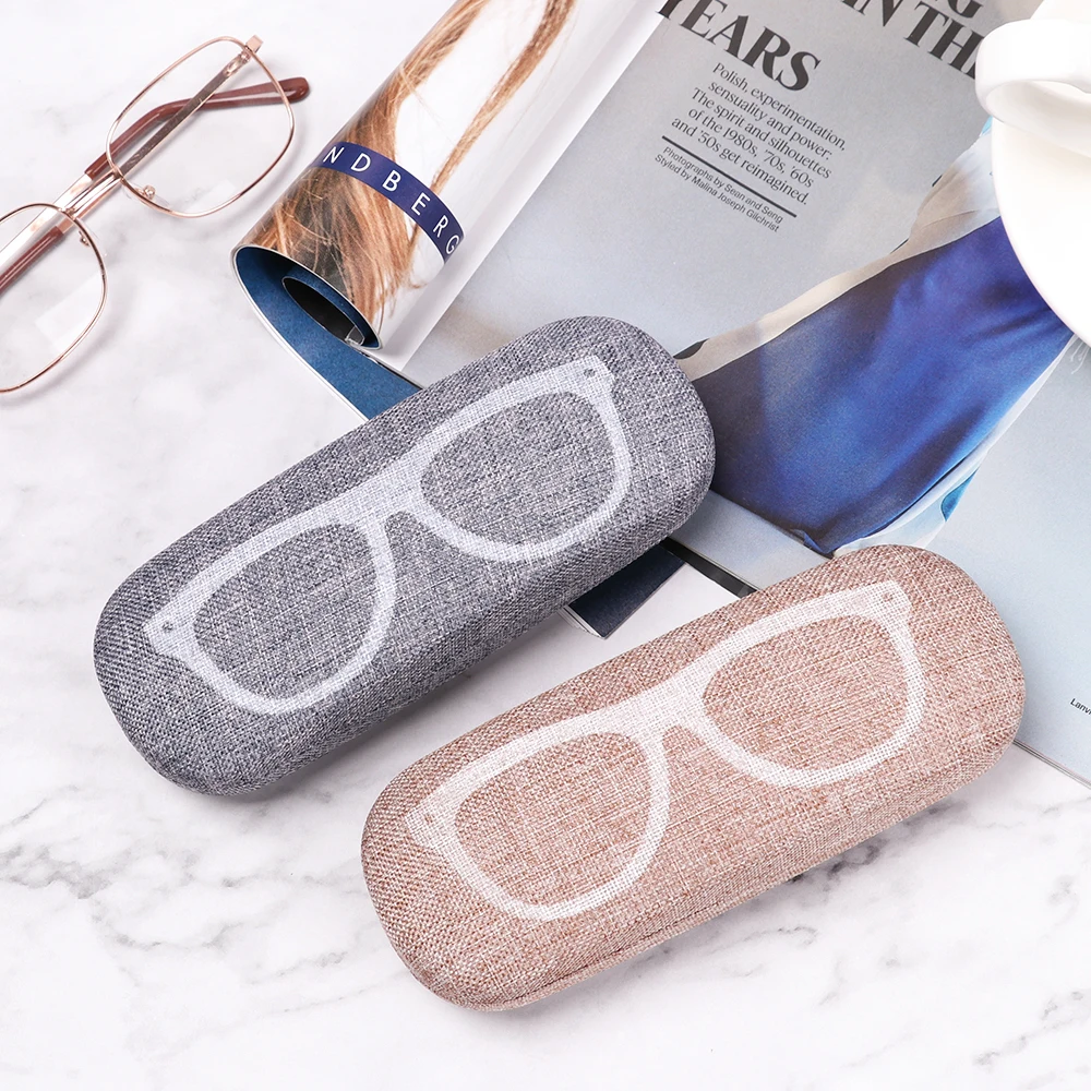 Simple Glasses Logo Glasses Box Women Men Candy Color Hard Leather Reading Glasses Sunglasses Case Portable Eyewear Protector