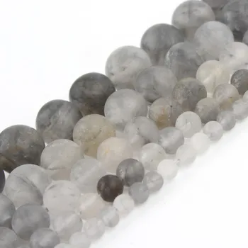 

Dull Polish Matte Natural Grey Crystal Quartz Round Stone Beads for Jewelry Making DIY Bracelet Necklace 4/6/8/10/12mm 15 inches