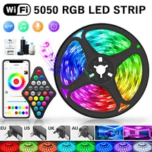 

Led Strip Lights 5050 RGB Phone APP WiFi Control Diode Flexible Ribbon Tape BackLight Holiday Party Room Decor Bluetooth Luces