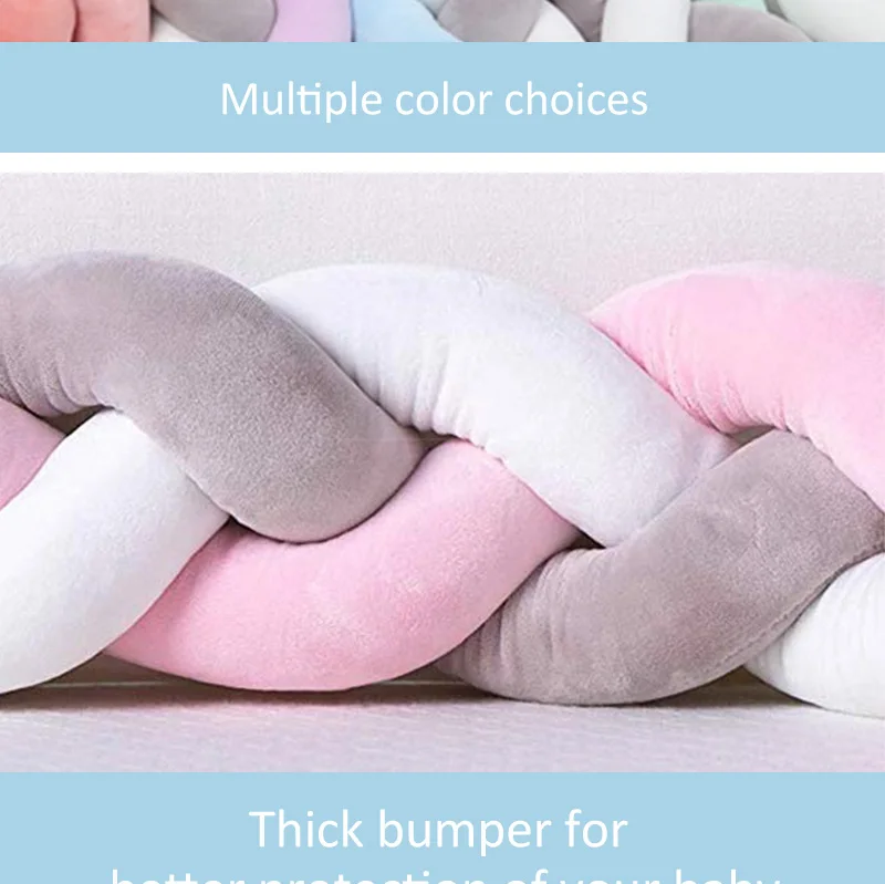 Новое поступление 19-27 детская кроватка бампер удобная детская кровать подушка защита для кроватки унисекс 1,5 м/2 м/3M твист узел подушки детские вещи