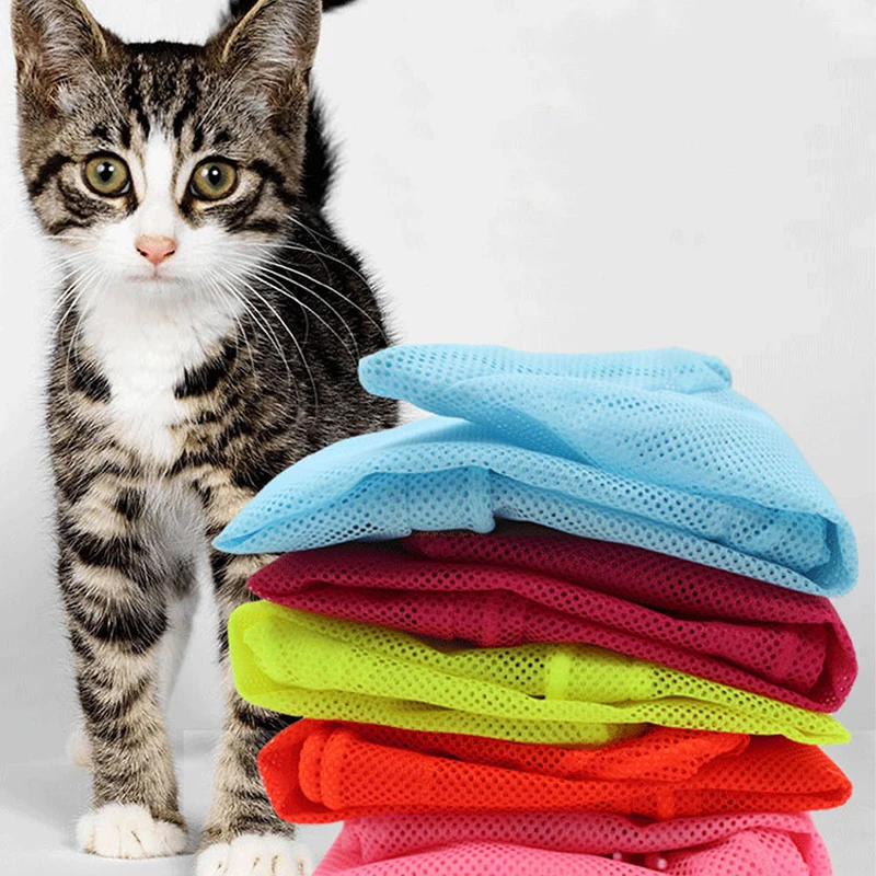 Прочный анти-сломающийся отрегулированный шнурок сетка Pet Cat сдержанная сумка для мытья в ванне гвозди анти царапины режущие чистящие мешки