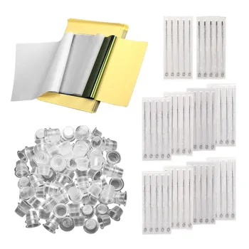 

Tattoo Kit 50Pcs Tattoo Transfer Paper Mixed Tattoo Needle Set 3RL 5RL 7RL 9RL Stainless Steel Round Liner 100Pcs Color Cups