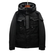 Мужская зимняя пуховая куртка с капюшоном, утолщенная теплая белая пуховая куртка, Мужская верхняя одежда, высокое качество, мульти-карман, пуховая парка размера плюс 3XL