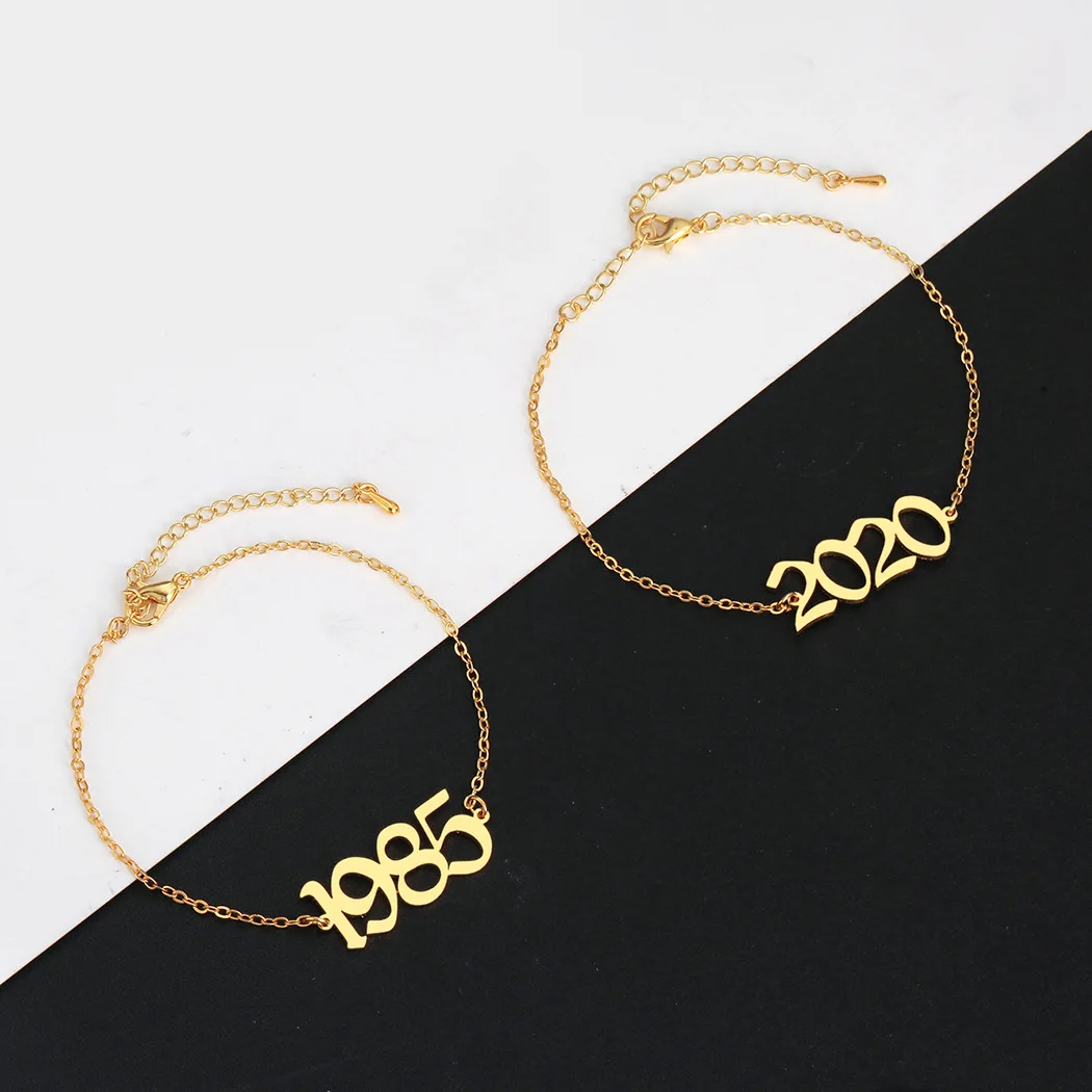 Stainless Steel 1985 2003 2004 2005 2006 Number Anklet Foot Jewelry Year Women Femme Statement Ankle Bracelet Summer Beach Stainless Steel 1985 2003 2004 2005 2006 Number Anklet Foot Jewelry Year Women Femme Statement Ankle Bracelet Summer Beach