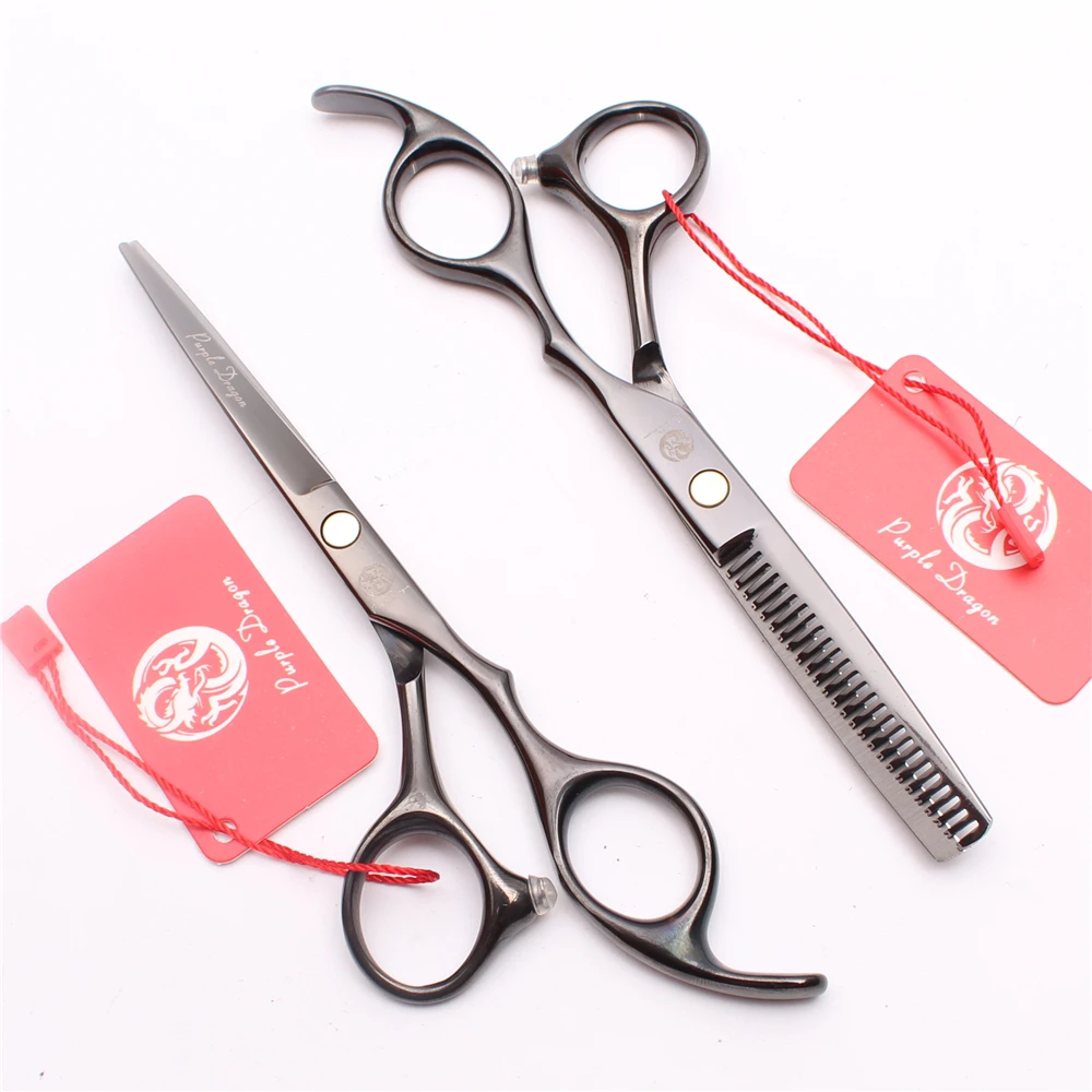 

5.5" 16cm Japan Purple Dragon Black Cutting Shears Thinning Scissors Barber Shop Styling Tool Professional Hair Scissors Z1005