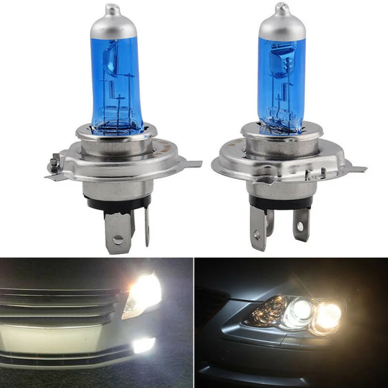 

2pcs H4/HB2 9003 Xenon White 12V 55W 6000K Bright Light Halogen Headlight Bulbs Higher Brightness Universal Automotive Lamps