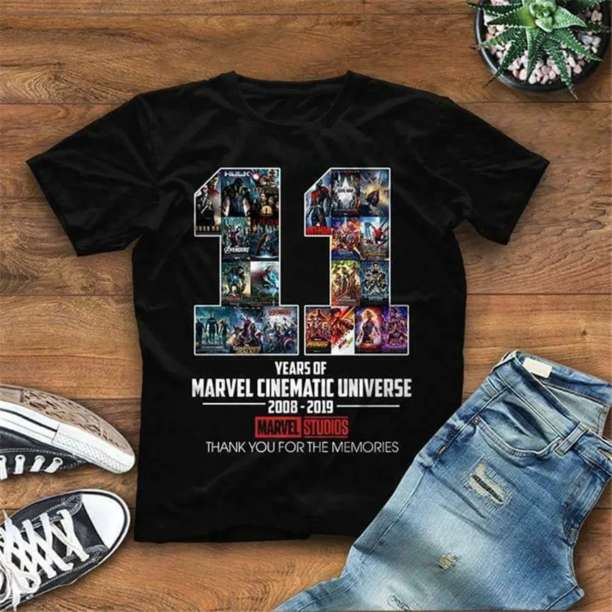11 лет Mcu 2008 2019 Marvel кинематографическая Вселенная черная Хлопковая мужская S 6Xl