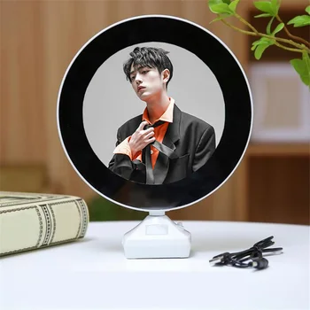 

Luminous Glowing Mirror Magical Photo Frame DC 5V Multifunction White Room Desktop Mirror Night Light with USB Charging Cable