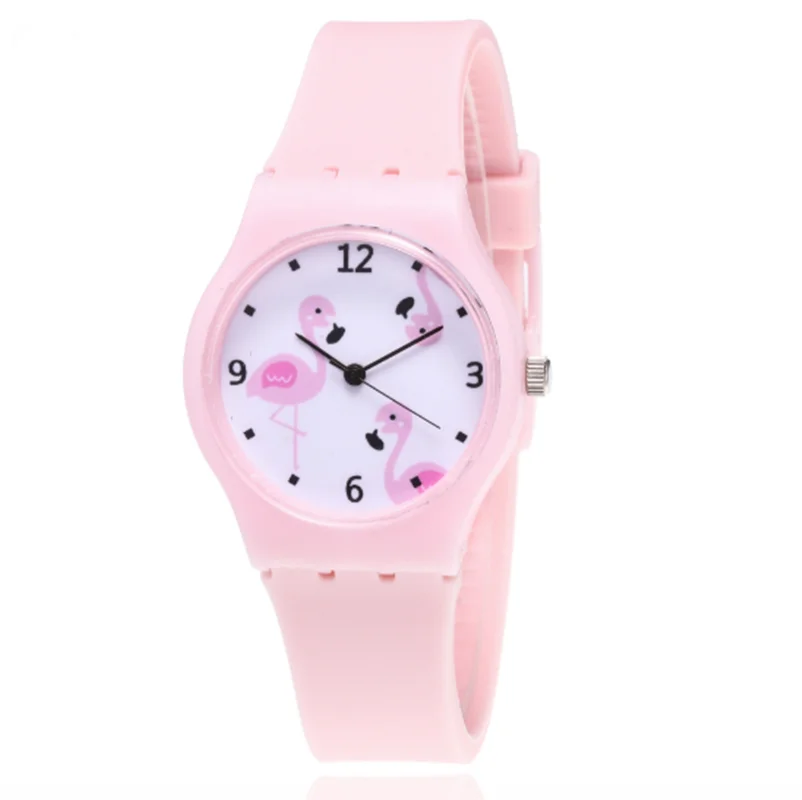 pink Новые силиконовые студенческие часы карамельного цвета для девочек, модные часы Flamingo, детские наручные часы с героями мультфильмов, Детские Кварцевые часы - Цвет: pink