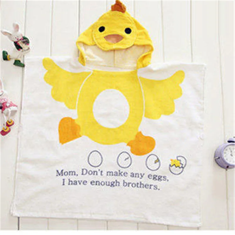Yellow Duck Детский банный халат, Детская мультяшная полотенце красивые банные халаты для детей Strandlaken Kinderen салфетку банный халат с капюшоном с изображением животных DDC284 - Цвет: Yellow Duck