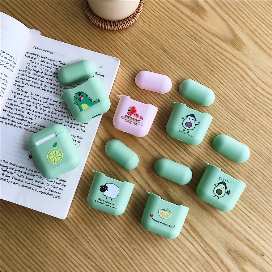 

For Apple Airpods 1/2 Silicone Earphone Protect Cover Cartoon fruit Pattern Wireless Bluetooth Headset Scrub Soft Bags cases