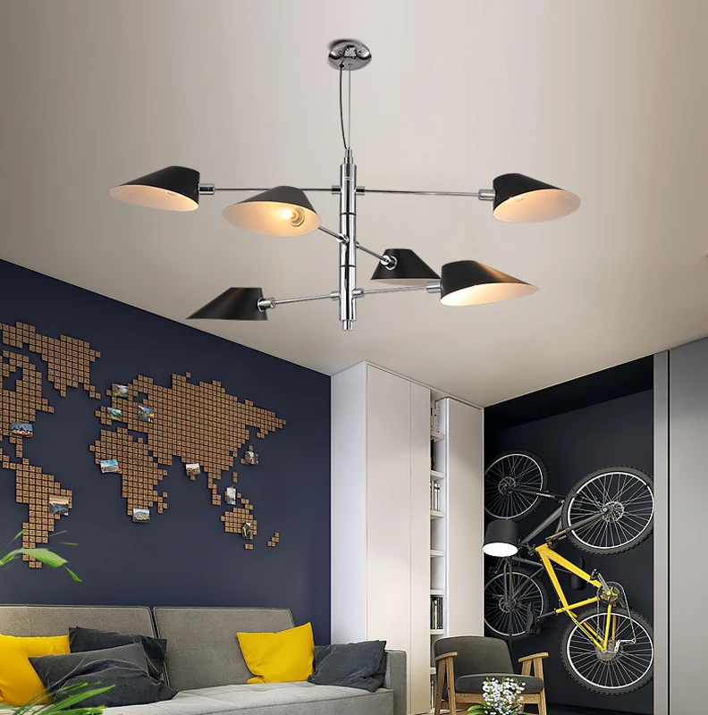Modern Designer Chandelier For Living Room Vintage Rotatable Suspension Industrial Chandelier Lighting Hanging Lights Fixture