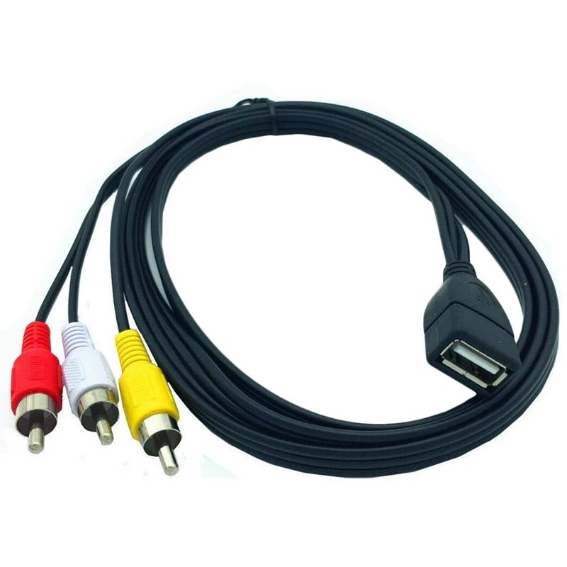 FULL-1.5M Usb A Female To 3 Rca Phono Av кабель свинцовый ПК ТВ Aux аудио видео адаптер