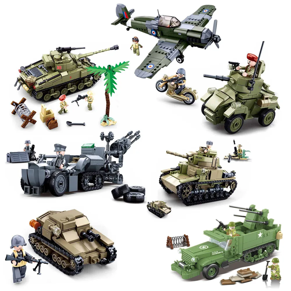 

2020 Military Army World War II WW2 Police SWAT Soldiers Germany SturmgeschüTz III Tank Model Building Blocks Bricks Kids Toys