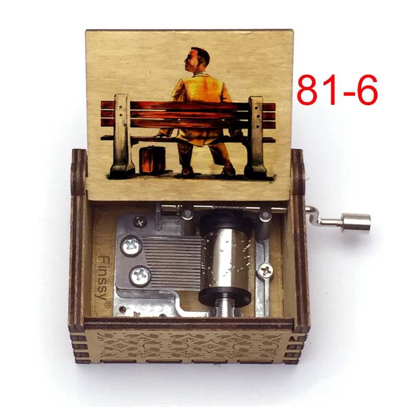 Wooden Forrest Gump Music Box Color Print Handed Musical Box Gift New Year Christmas Birthday Movie Fans Home Decor