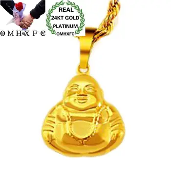 

OMHXFC Wholesale European Fashion Woman Man Unisex Party Birthday Wedding Gift Laugh Buddha 24KT Real Gold Charm Pendant PN221