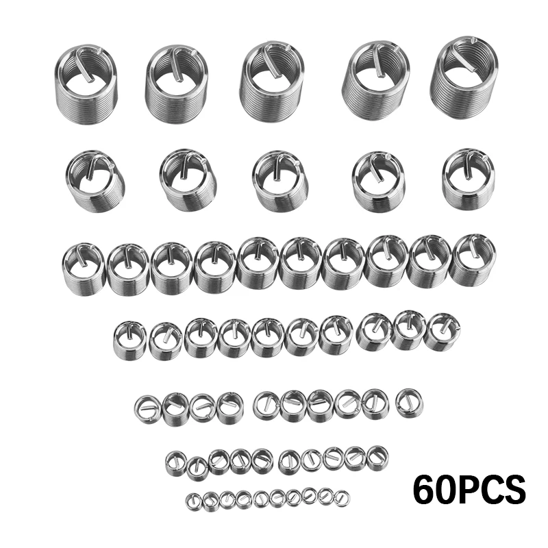 ADNEWX 60 Pièces Insert Fileté, Helicoil M3 M4 M5 M6 M8 M10 M12 Acier au  Carbone kit Inserts D'écrou à Filetage Autotaraudeur