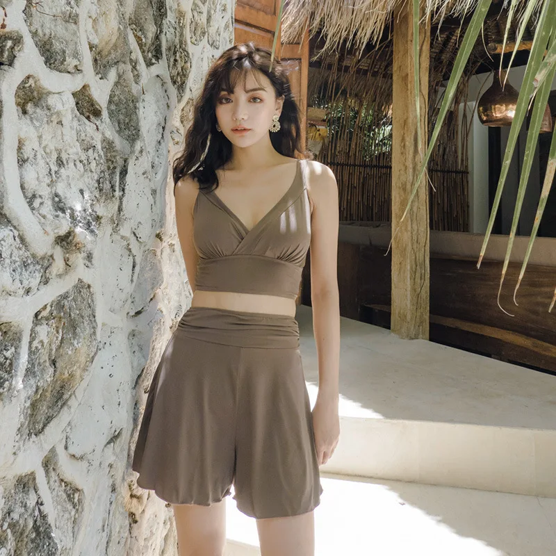 

Korean Style Slimming Divided Skirt High-waisted Split Type Bikini Three-piece Set Holiday Hot Springs Swimwear Conservative Stu
