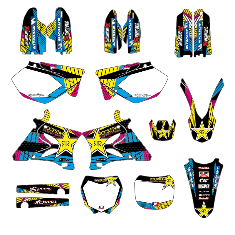 For Yamaha YZ125 YZ250 2002-2014 Graphic Decal And Stickers Kit Waterproof Motocross YZ 125 250 2002 2003 2004 2005 2006 | Автомобили и