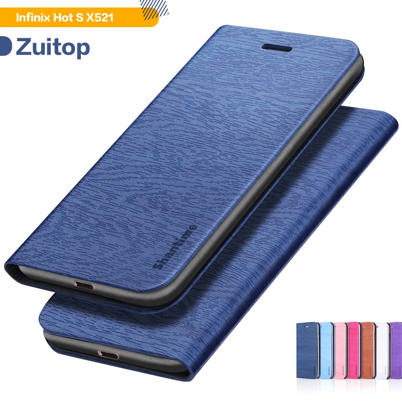 Wood grain PU Leather Phone Case For Infinix Hot S X521 Flip Book Business Wallet Soft Silicone Back Cover | Мобильные телефоны и