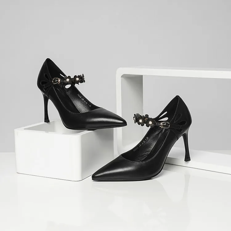 

High Heel Shoes Thin Heeled Women's Pointed Toe-2018 New Style Europe And America Small Heel Shoes Versatile Slimming Summer Whi