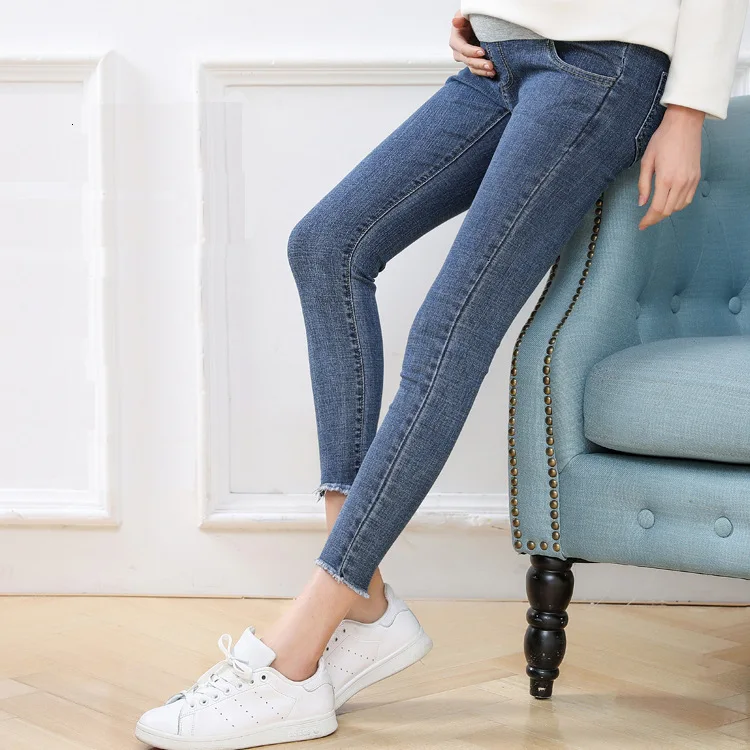 

Pregnant Woman womens colored skinny Jeans plus size Thin Autumn Flash Bound Feet Support Abdomen Pants maternity pregnancy