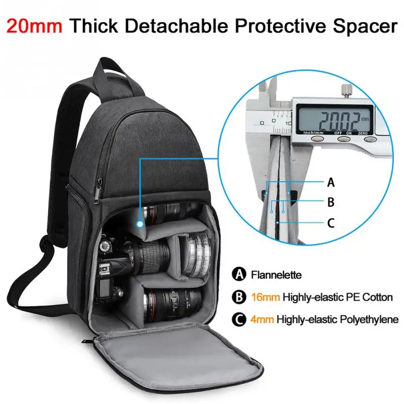 Защита на одно плечо на молнии, чехол для объектива, многофункциональная сумка для камеры DSLR, рюкзак большой емкости, чехол для хранения, водонепроницаемый