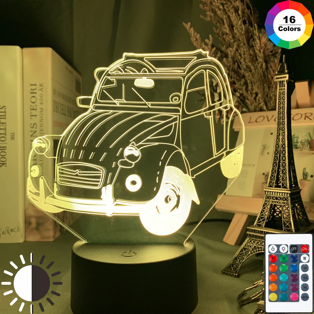 Винтажный Автомобильный светодиодный 3d светильник 2cv с иллюзией ночник для