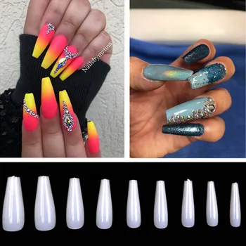 

Lamemoria 500PCS Fake Nails Coffin Nail Tips Press on Nails Natural Clear Long Ballerina DIY False Nail Full Cover UNas Falsas