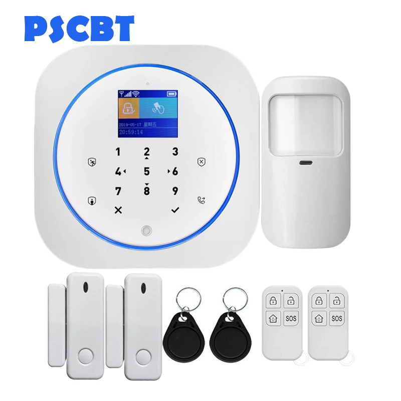Kit 6 PS12 Tuya WIFI GSM Alarm System Alexa Google Home Burglar Security Kit PIR Window Door Sensor Android IOS APP Remote Control - Цвет: Kit 6