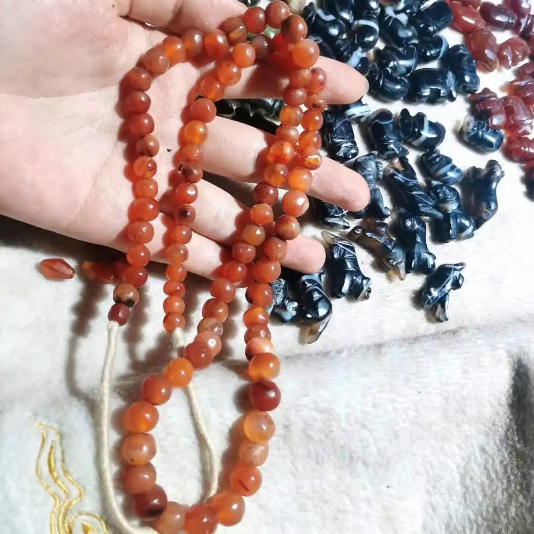 

1pcs/lot pyu ancient beads Qing dynasty agate primary color beautiful orange-red Qing agate bead necklace Detachable accessories