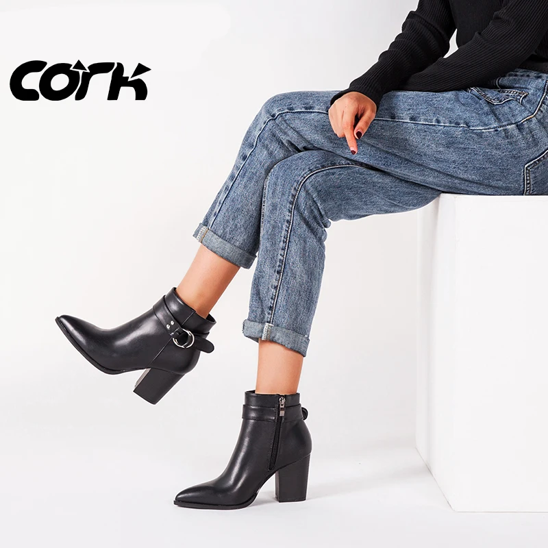 

Autumn Ankle Boots Women Pu Leather Wedges High Heels Western Boots Pointed Toe Zipper Fashion Winter Women's Boots Shoes Woman
