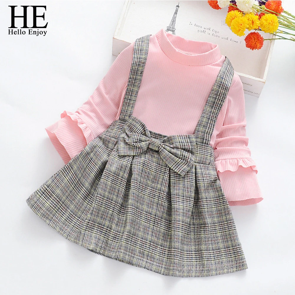 He Hello Enjoy Kid Girl Baby Clothes Dress Knitting Long Sleeve T Shirt ...