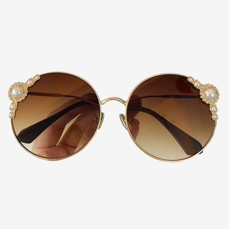 No.5 sunglasses Женские круглые солнцезащитные очки, роскошные брендовые дизайнерские жемчужные оправы, модные солнцезащитные очки, женские оттенки - Цвет линз: No.5 sunglasses