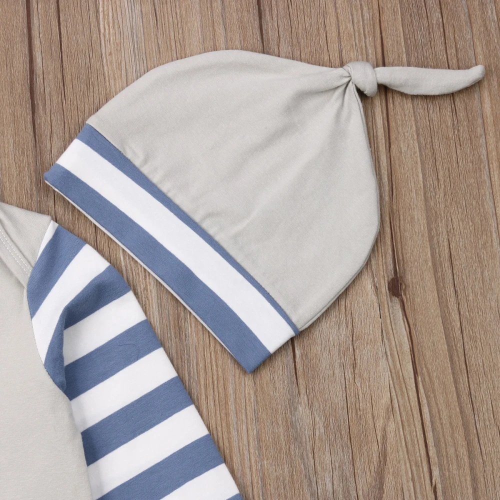 Комплекты хлопковой одежды для новорожденных мальчиков и девочек пуловер с длинными рукавами Топы в полоску, штаны, леггинсы комплект из 3 предметов
