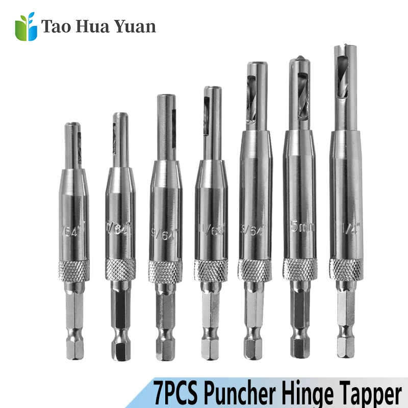 

7pcs/set Power Tool Core Drill Bit Set Hole Puncher Hinge Tapper for Doors Self Center Woodworking Tools Milling Cutter Tool Set