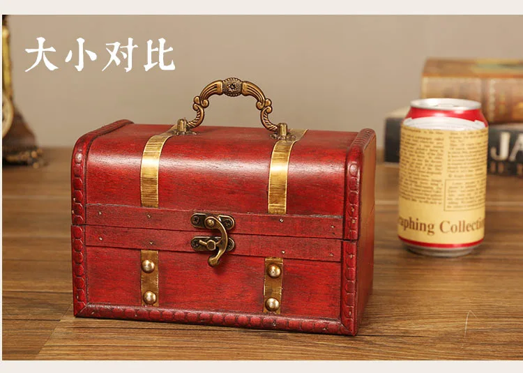 Zakka, винтажная шкатулка, декоративный чемодан, маленькая Ретро деревянная коробка, шкатулка с замком, настольная коробка для хранения, отделка, организация