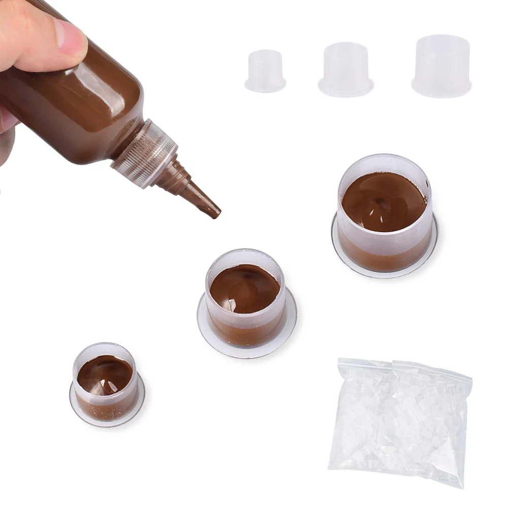 

100PCS Disposable Microblading Steady Plastic Tattoo Ink Cups 3 sizes Permanent Makeup Pigment Clear Holder Container Cap