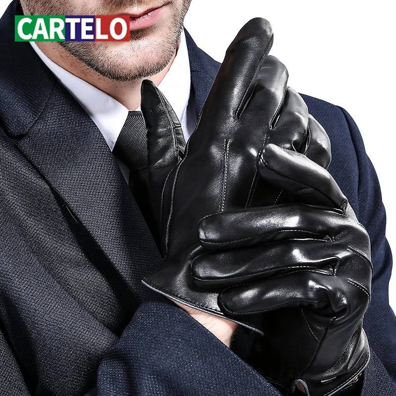 

CARTELO men's autumn and winter leather gloves warm business thickened cashmere gloves outdoor sports cycling driving gloves