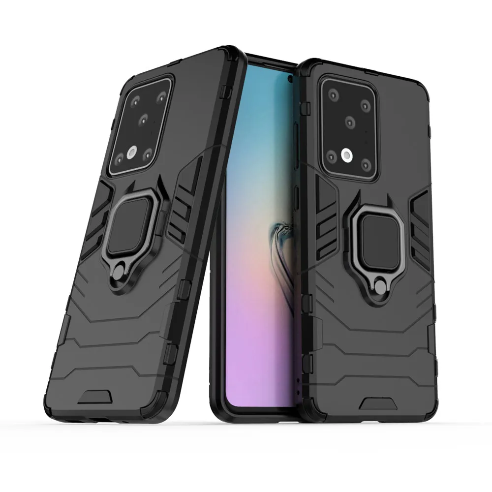 Military Grade Drop Impact Case with Rotating Magnetic Ring Holder Kickstand For Samsung S20 Plus Ultra A51 A71 Shockproof Cover | Мобильные