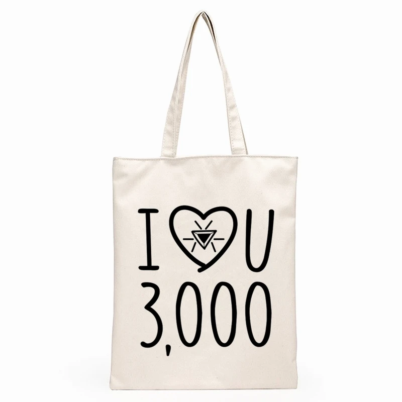 

Tony Stark Iron Man I love you 3000 Print Avengers Endgame Grocery Daily Use Reusable Travel Casual Shopping Bag