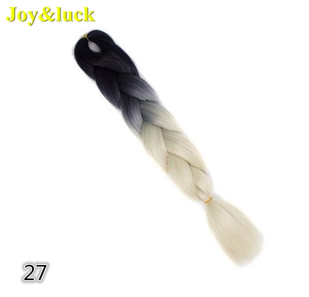Joy&luck, синтетические косички, наращивание волос, огромные косички, вязанные крючком, косички, волосы, Омбре, розовый, голубой, серый цвет - Цвет: 27