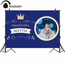 

Allenjoy 1st Birthday Backdrops Banner Baby Shower Golden Crown Stars Party Photophone Customize Backgrounds Home Decoration