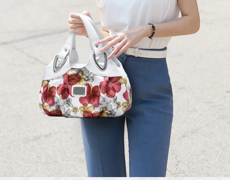 2022 Fashion Women Shoulder Bags Printed Flowers Ladies Messenger Bag Designer Luxury Brand High Quality Leather Ladies Handbag