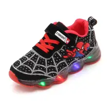 Hot Spiderman Kids Boys Sports Sneakers Children Glowing Kids Shoe Chaussure Enfant Girls Shoe With LED light Size 21-30