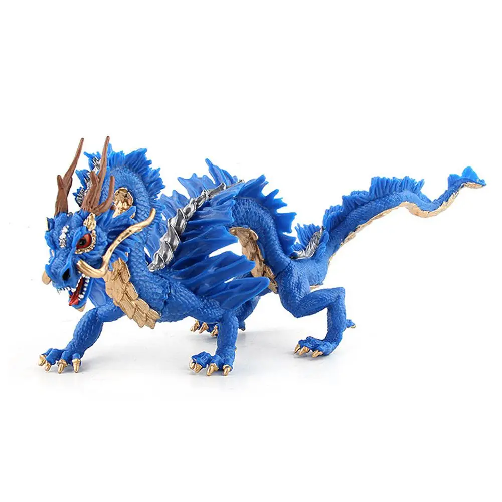 Моделирование Китайский дракон фигурки ПВХ реалистичные фигурки развивающие игрушки коллекция подарков на день рождения для детей от 3 до 9 лет - Цвет: Blue
