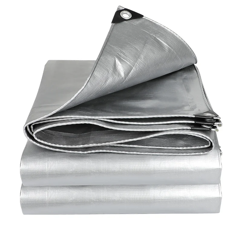 0.32mm Silvery PE Rainproof Cloth Tarpaulin Outdoor Awning Sun Shade